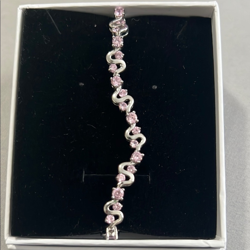 Elegant Silver and Pink Bracelet